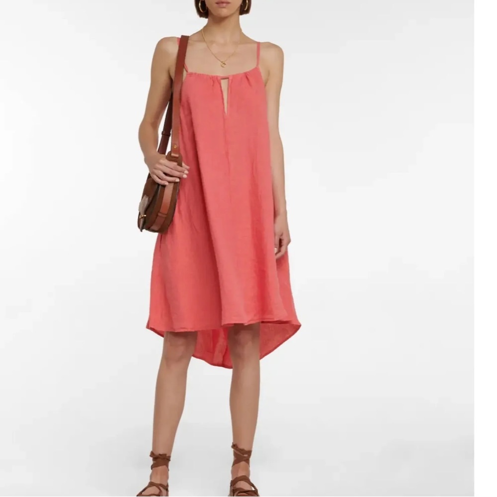Velvet by Graham & Spencer pink 100% Linen tank dress size Small